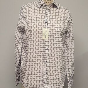 St. Croix NWT diamond print button down. 100% cotton. Made in Italy. Size S